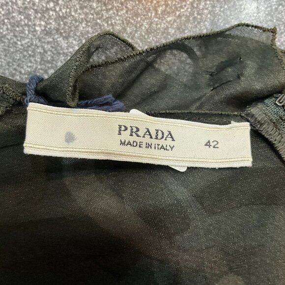 Prada Runway Butterfly Print 100% Silk Dress, Size 42, Made in Italy. - Picture 6 of 6